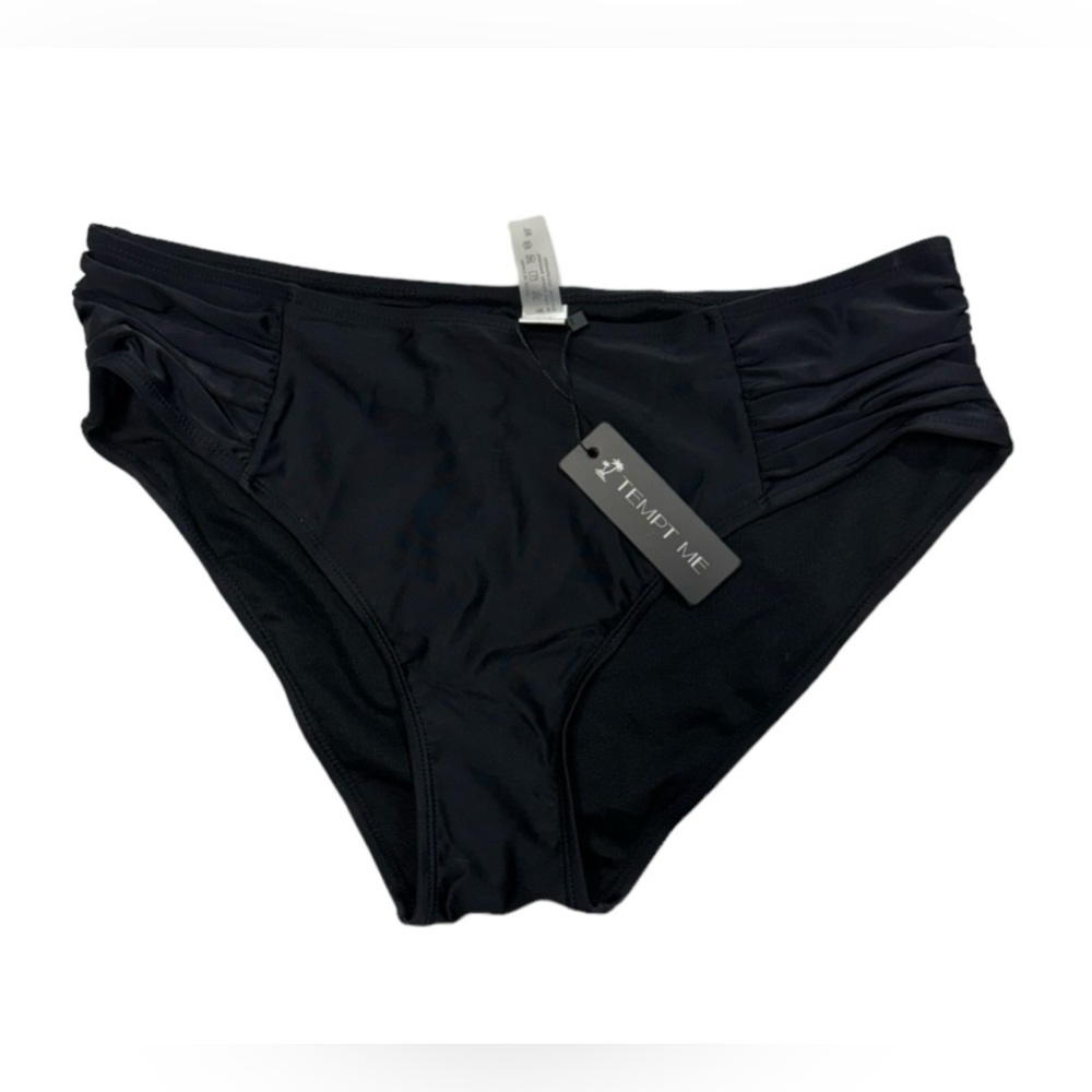 Tempt me size XL black bathing suit bottoms NWT, with ruching on sides.